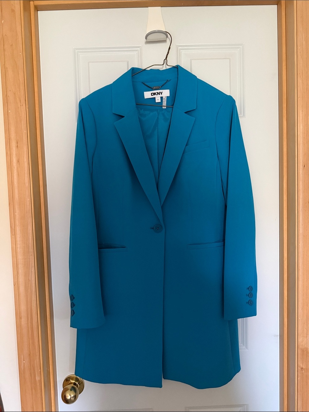 DKNY Teal Single-Button Blazer